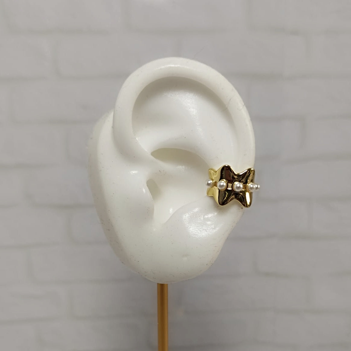 Earcuff perlitas dorado para mujer