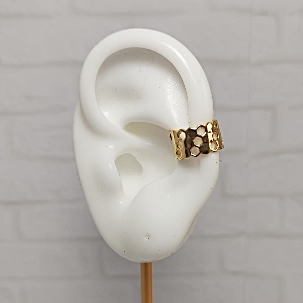 Earcuff panal dorado para mujer