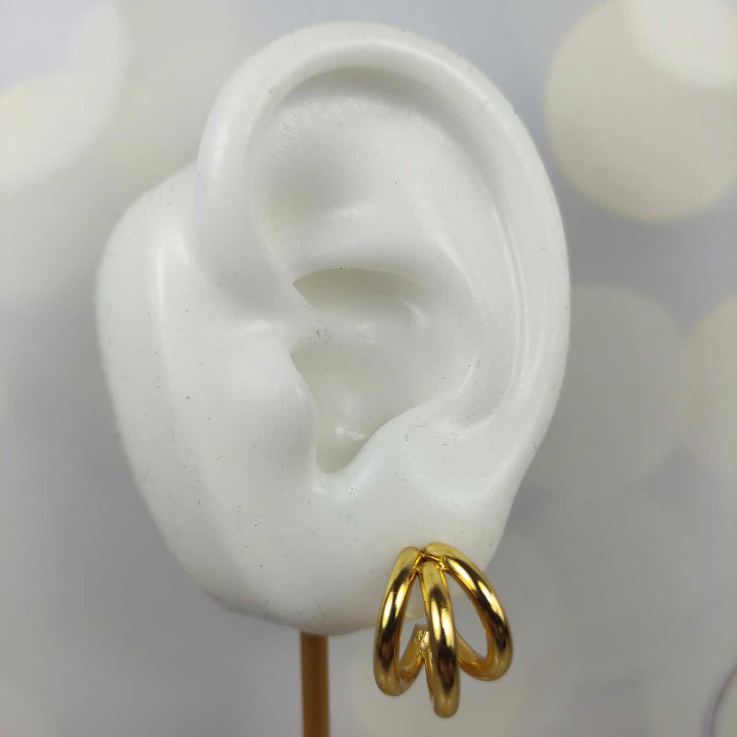Candongas triples doradas para mujer