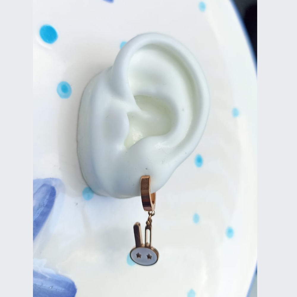 Aretes Conejos Acero Oro Rosa