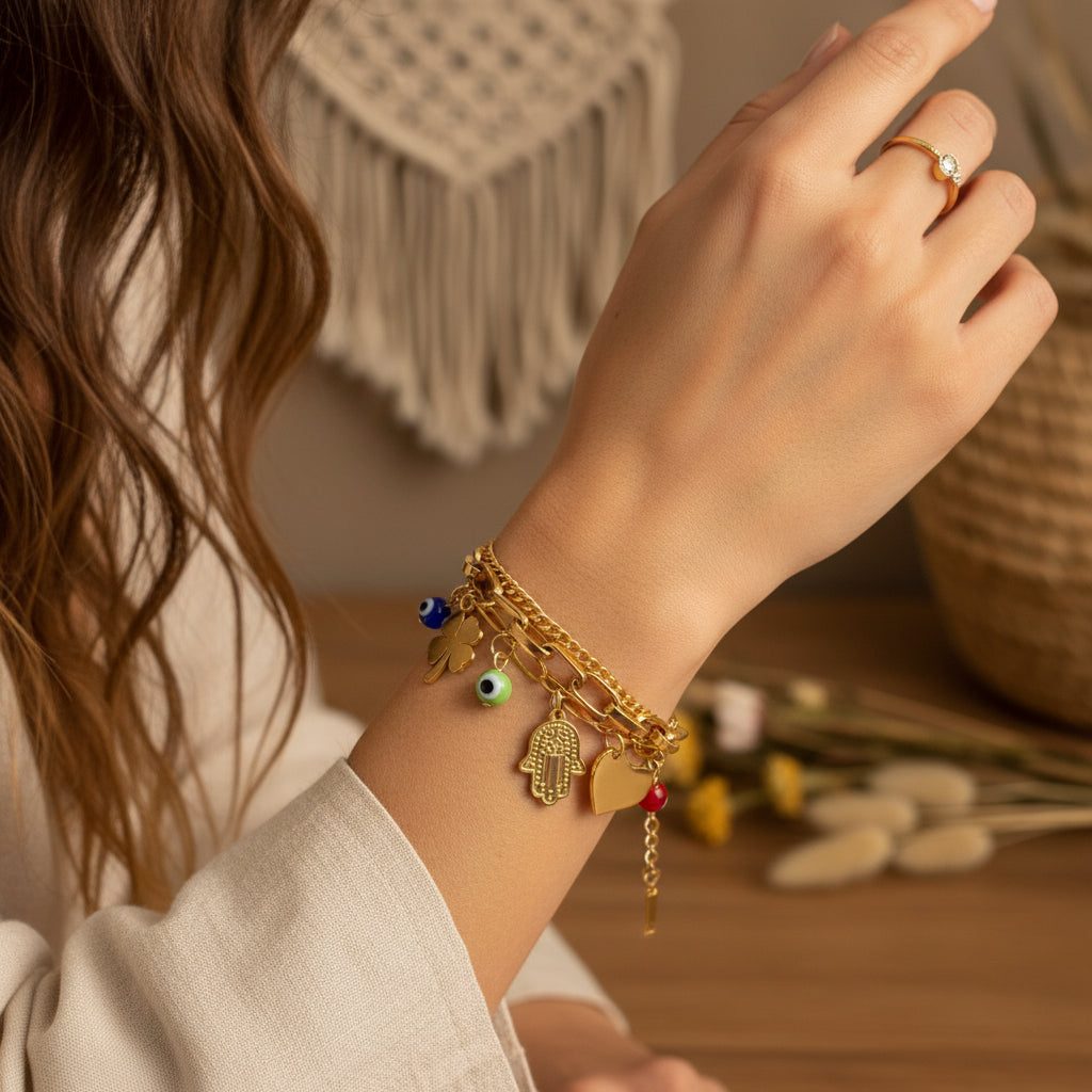 Pulsera Cadenas Multidijes Charms