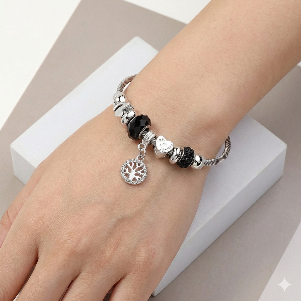 Pulsera Multidijes Árbol de la vida Plateada v2