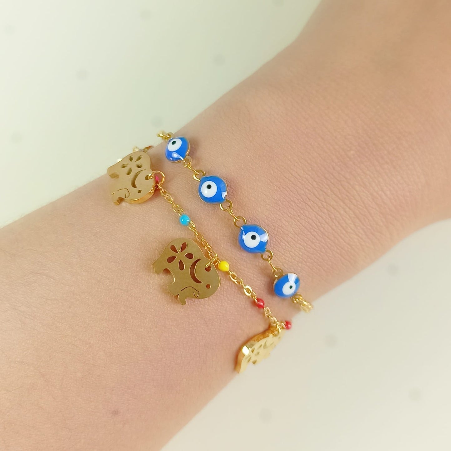 Pulseras elefantes dorados para mujer