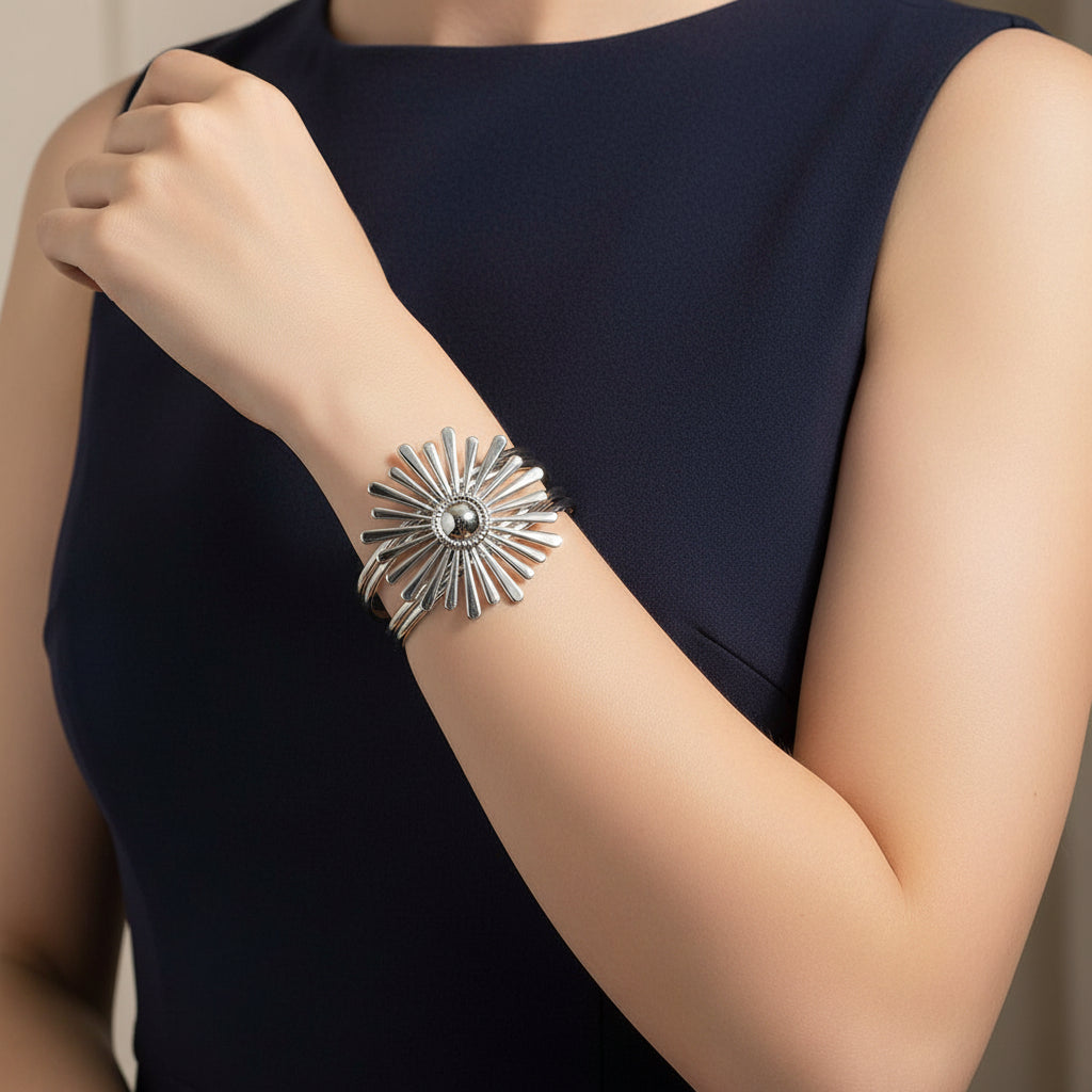 brazalete sol plateado