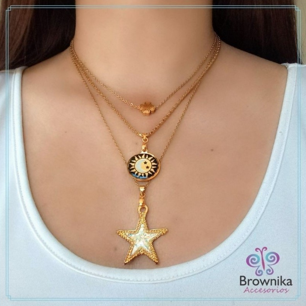 Set Tres Cadenas Sol y Luna, Estrella & Topos