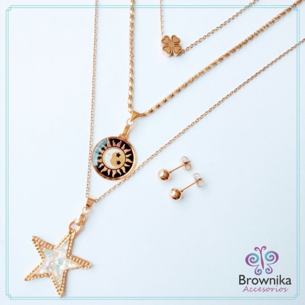 Set Tres Cadenas Sol y Luna, Estrella & Topos
