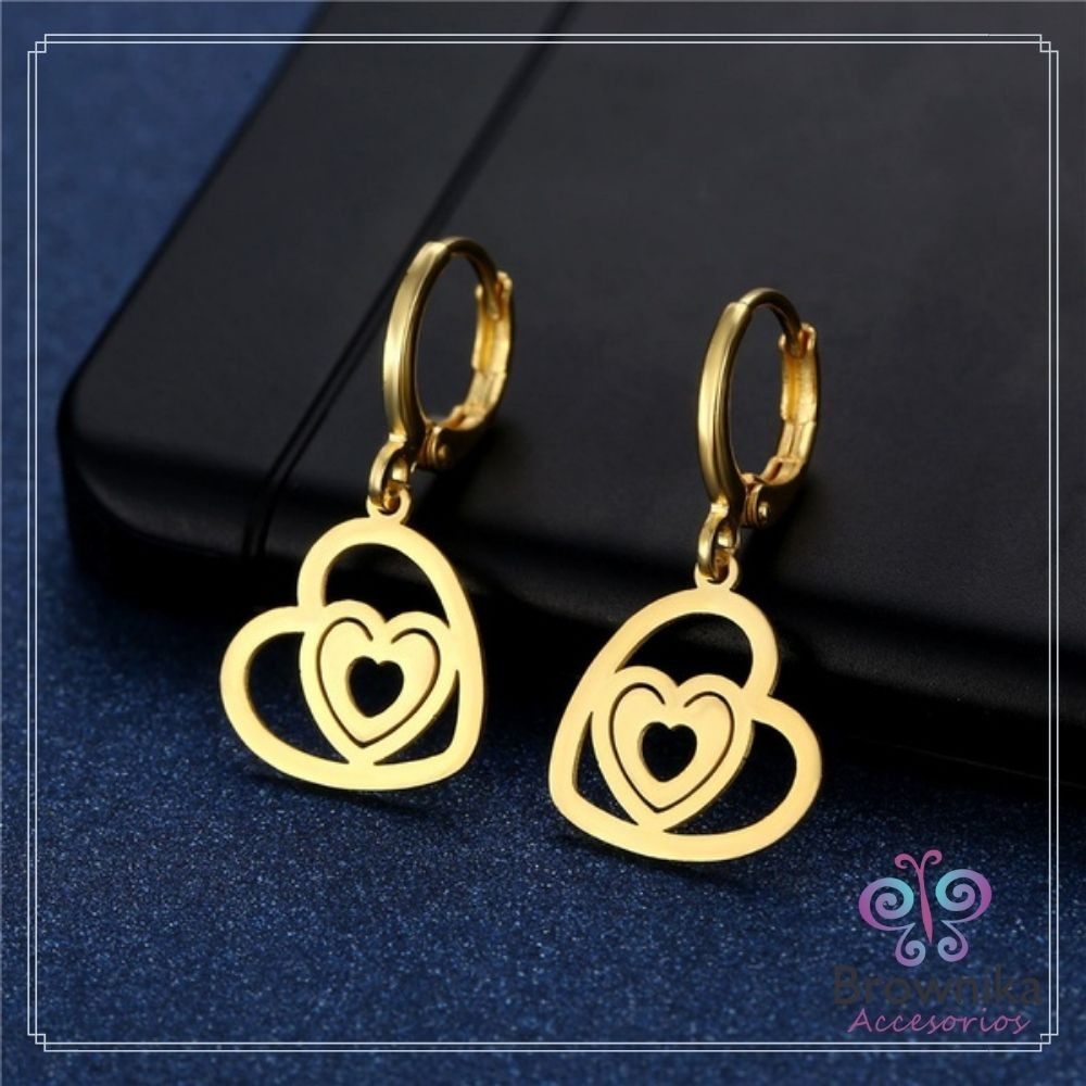 Aretes Corazones Gancho Español