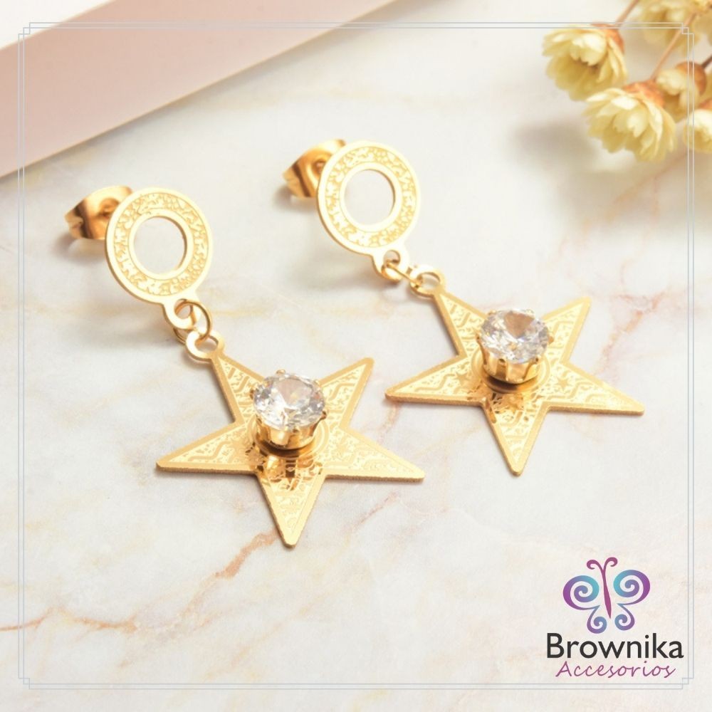 Aretes Estrellas con Circón Medianos