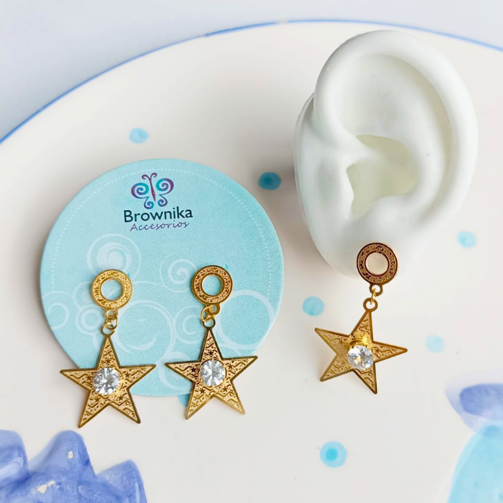 Aretes Estrellas con Circón Medianos