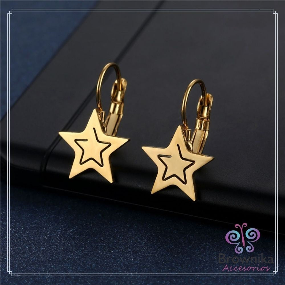 Aretes Estrellas Gancho Español