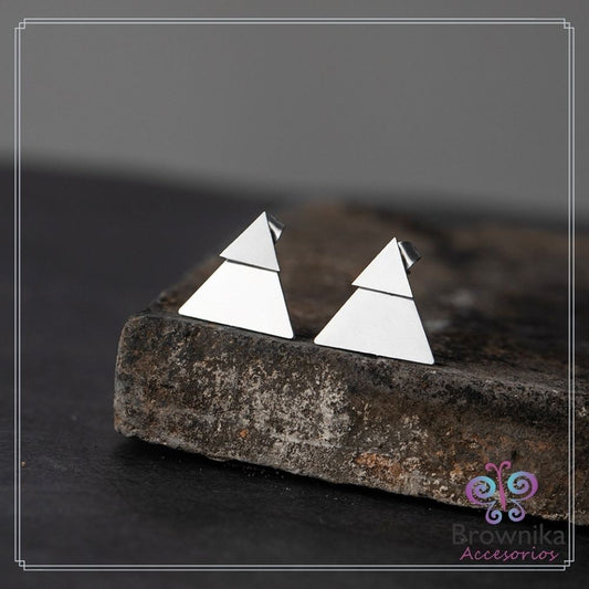 Aretes Triángulos Plateados