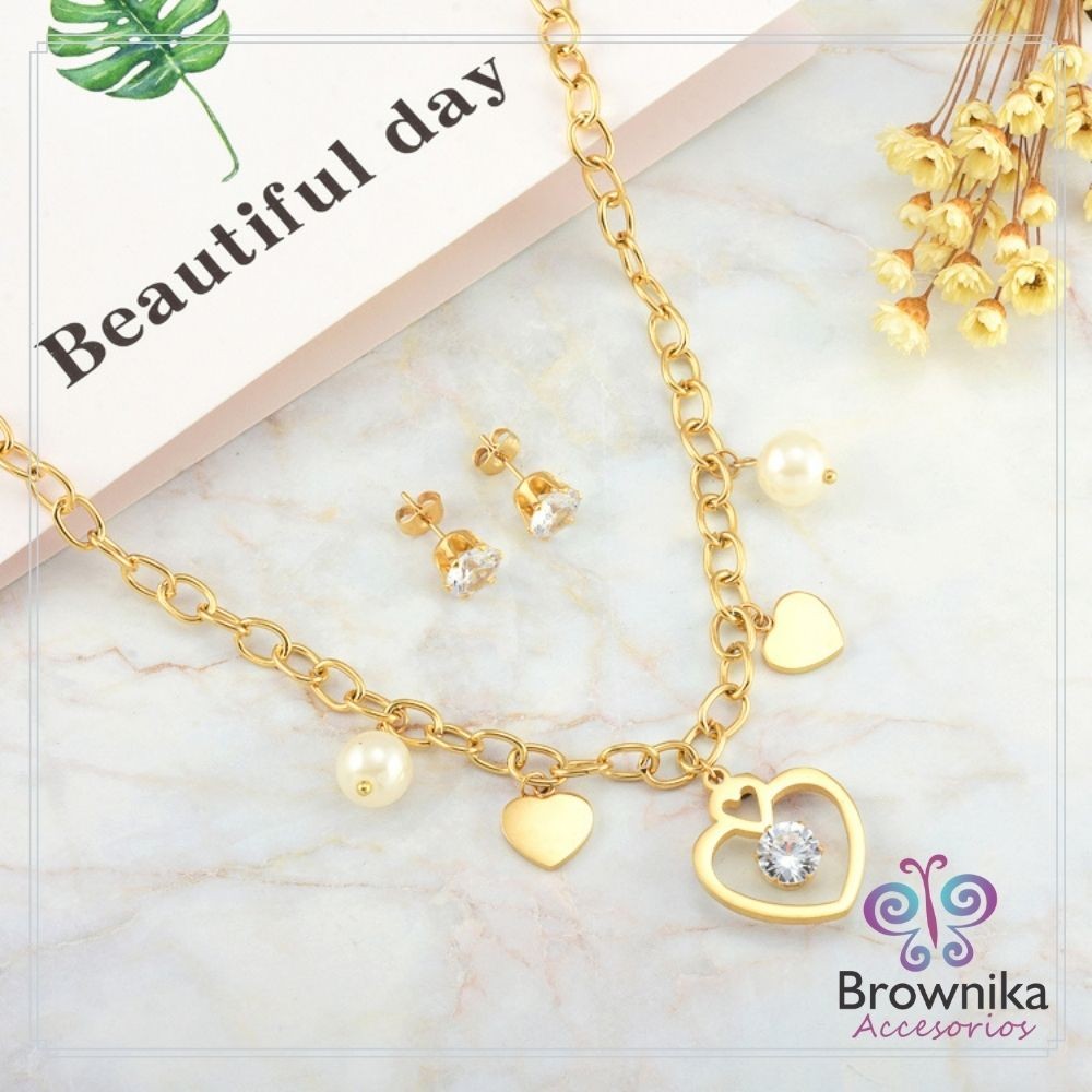 Cadena Corazón, Perlas, & Topos