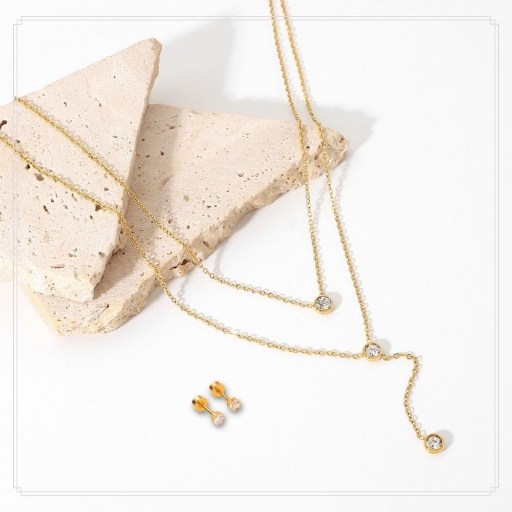 Cadena Minimalista Doble & Topos Circones