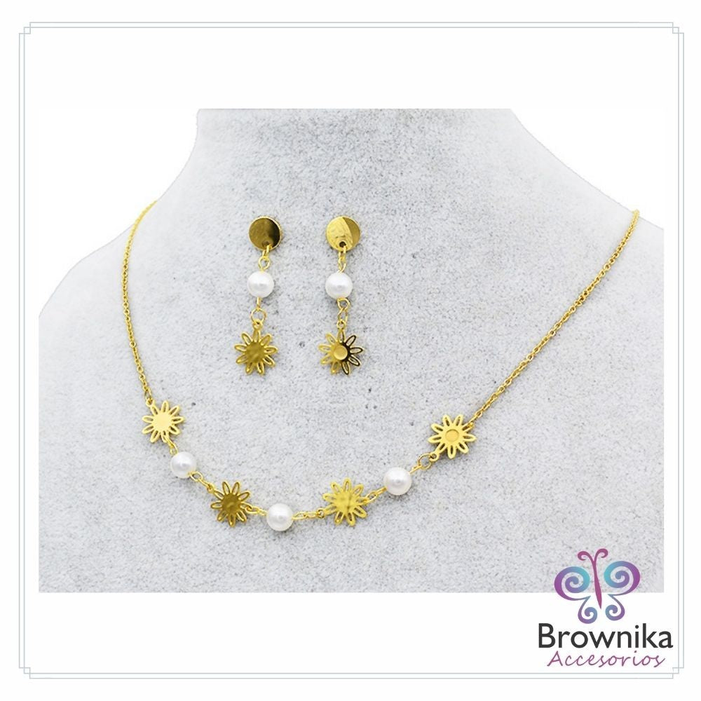 Cadena Soles y Perlas & Aretes