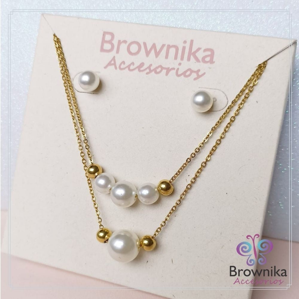 Gargantilla doble Perlas & Topos