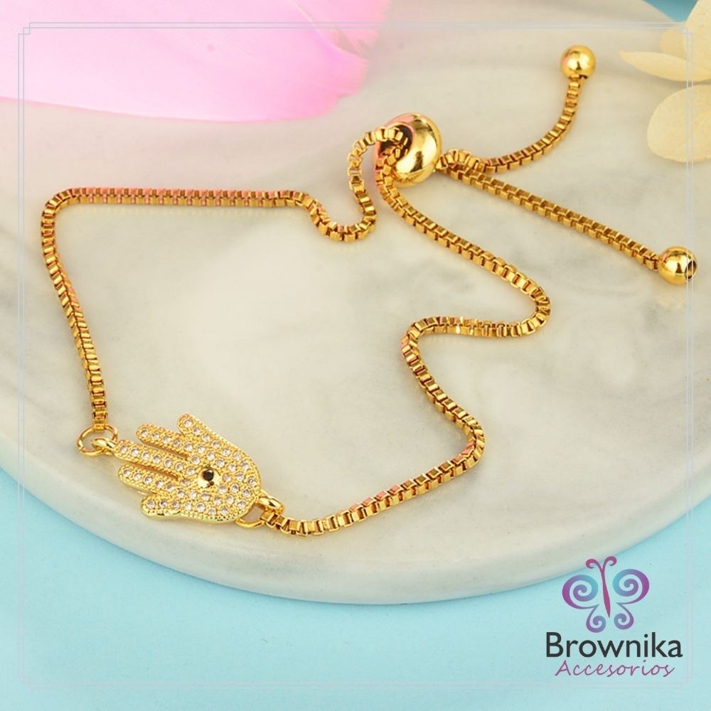 Pulsera Mano Jamsa Microcircones Blancos