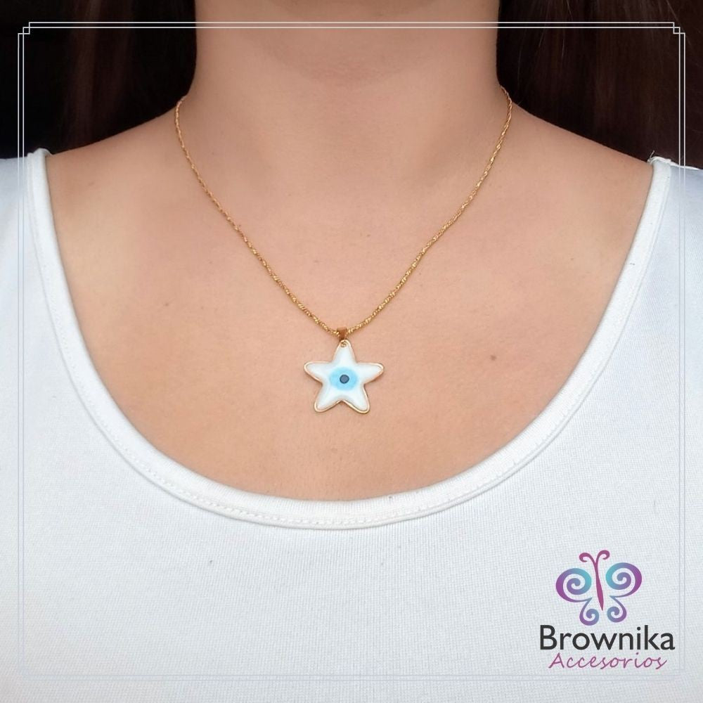 Set Cadena Estrellas Blancas & Topos