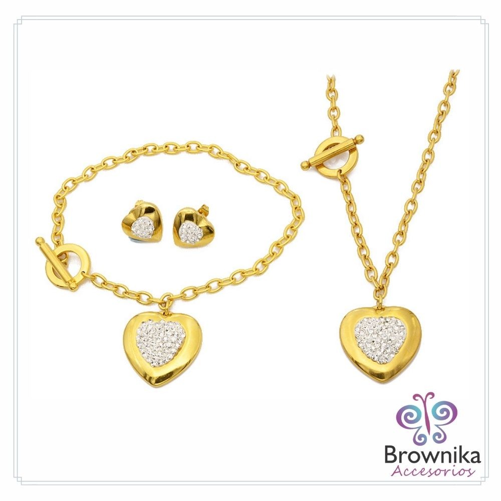 Set Corazones Dorados Circones