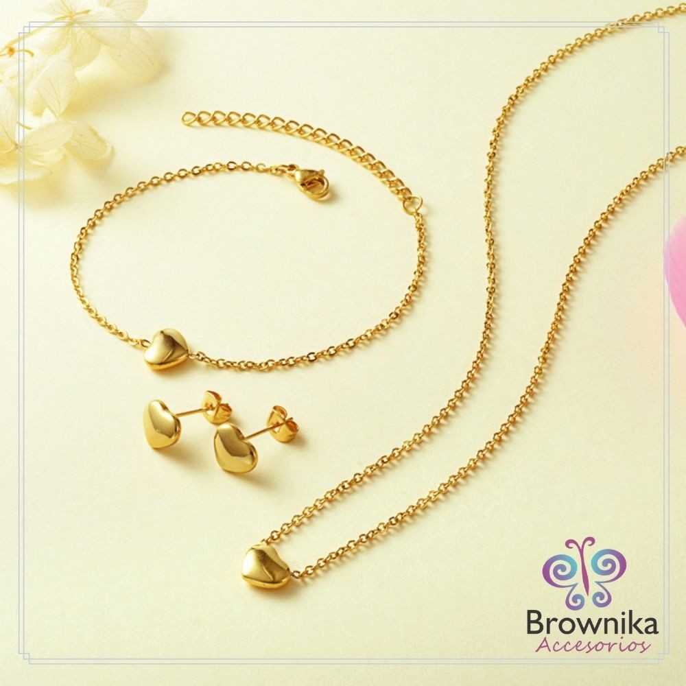 Set Dorado Minimalista Corazones