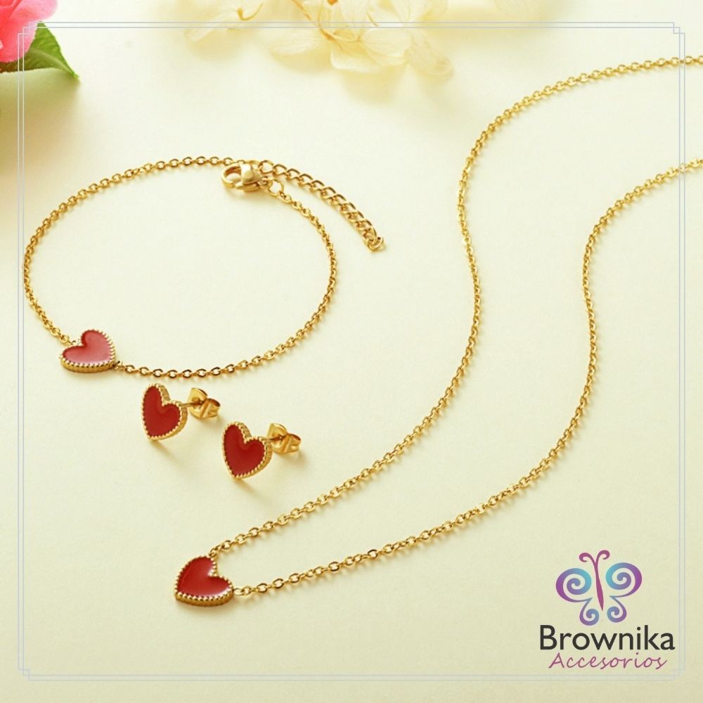 Set Minimalista Corazones Rojos