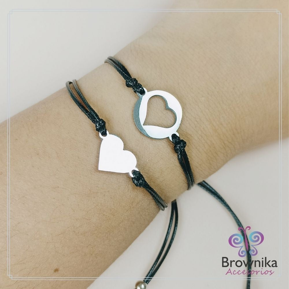 Set Pulseras Negras Comparte tu Corazón