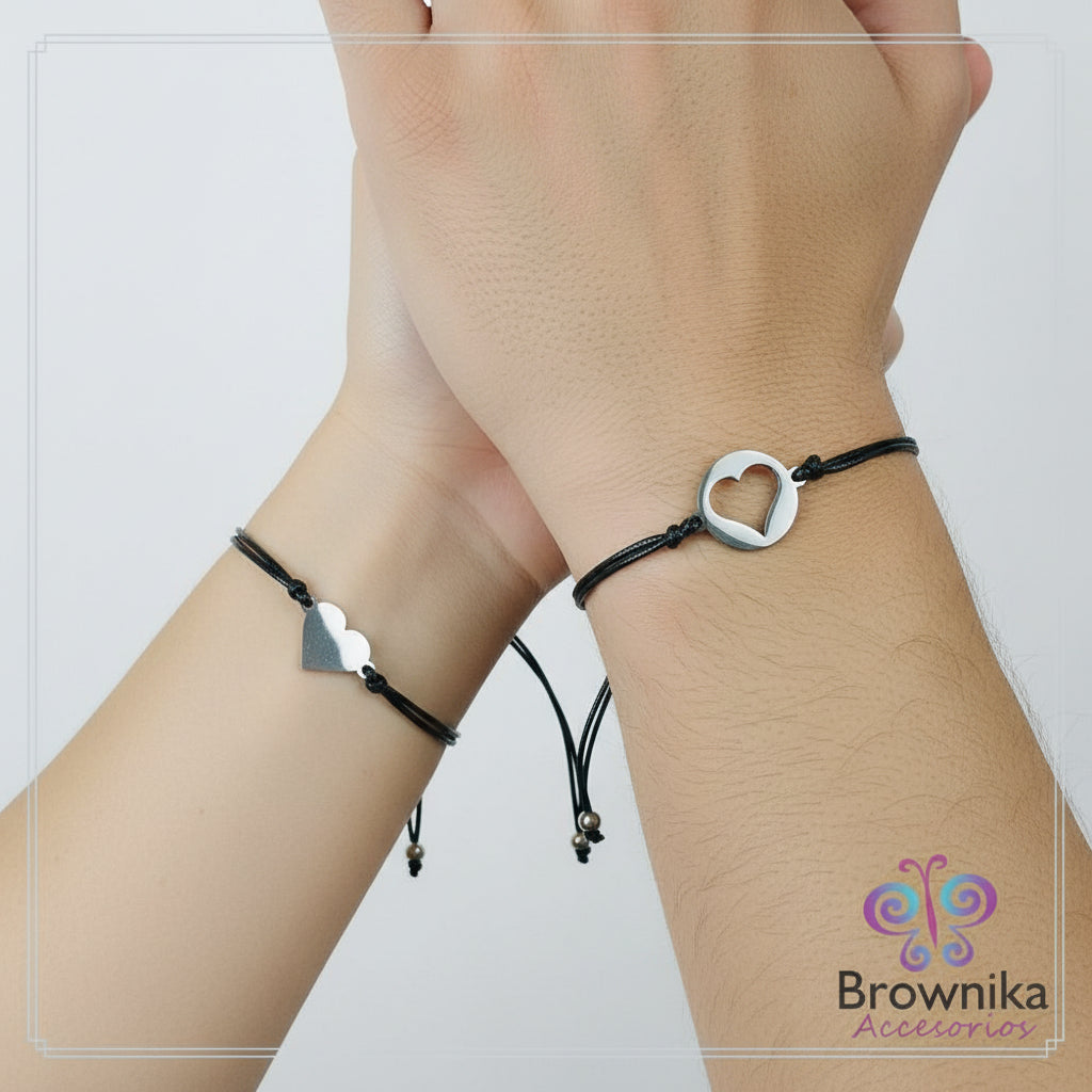 Set Pulseras Negras Comparte tu Corazón