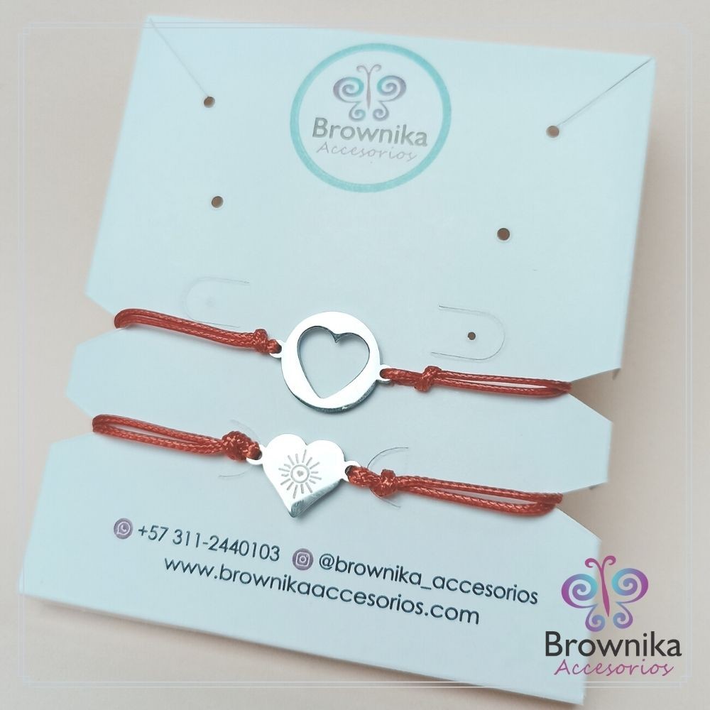 Set Pulseras Rojas Pareja Corazón