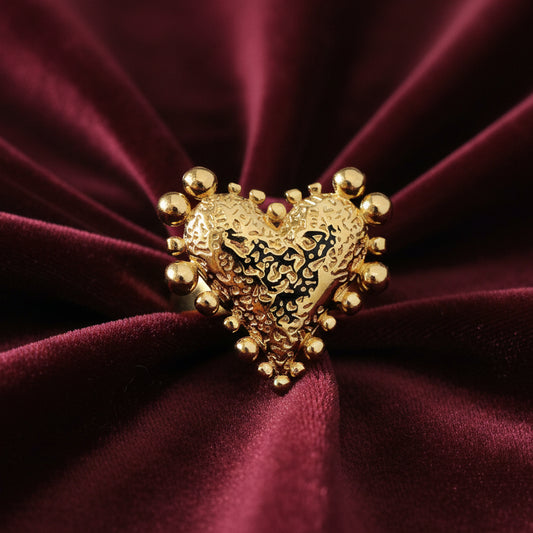 Anillo ajustable Dorado Maxi anillo Corazón Vintage