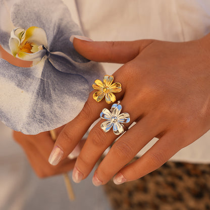 Anillo ajustable Flor de Jazmín Dorado