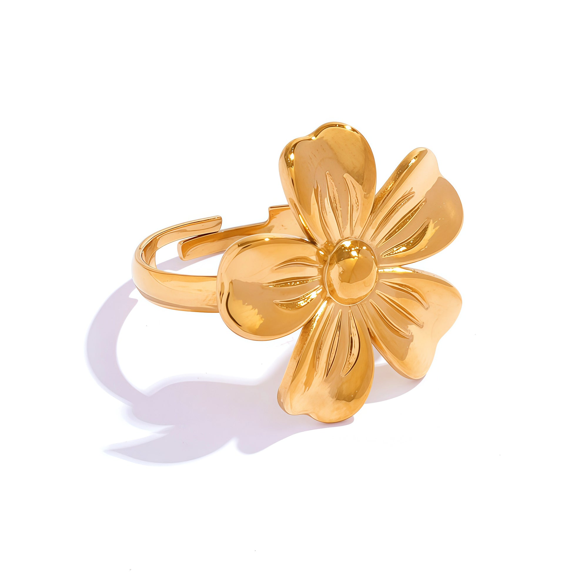 Anillo ajustable Flor de Jazmín Dorado