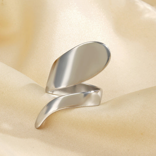 Maxi Anillo ajustable Abstracto Chunky Plateado