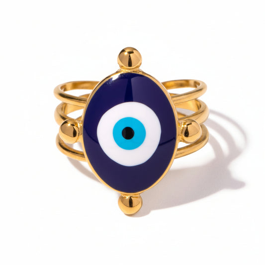 Anillo ajustable Ojo Turco Dorado