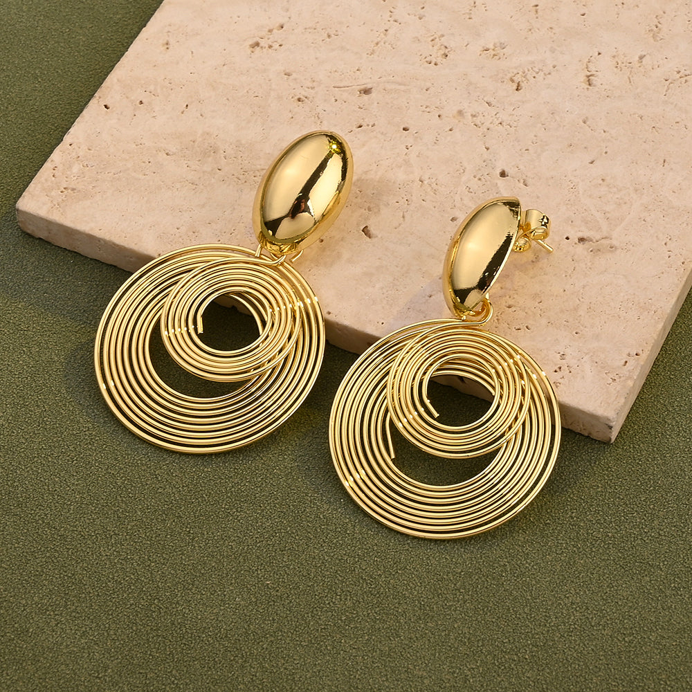 Aretes Dorados Geométricos Círculos Modernos