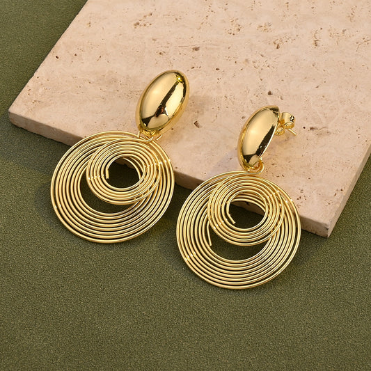 Aretes Dorados Geométricos Círculos Modernos