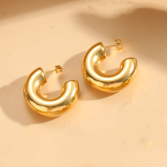 Aretes Dorados Tipo Aro Grueso Maxiaretes