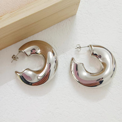 Maxiaretes Chunky Plateados Estilo Moderno