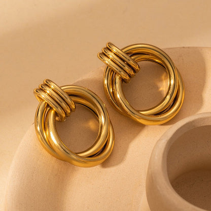 Aretes Aros Dorados Elegantes