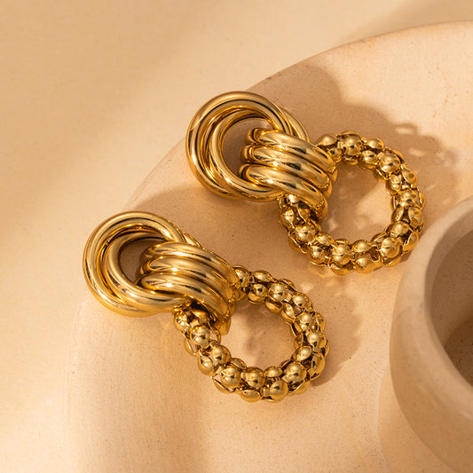 Candongas Doble Aro Dorado con Textura