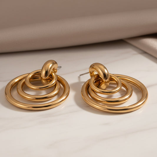 Aretes Triple Aros Dorados