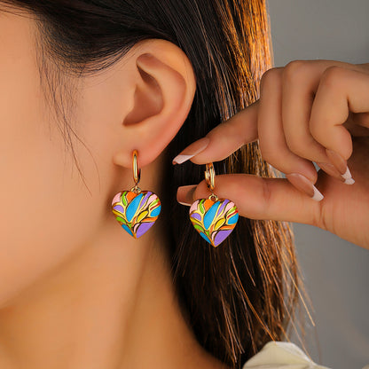 Aretes Corazón Medianos Multicolor