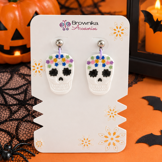 Aretes Catrinas Halloween hechos a mano en arcilla polimerica