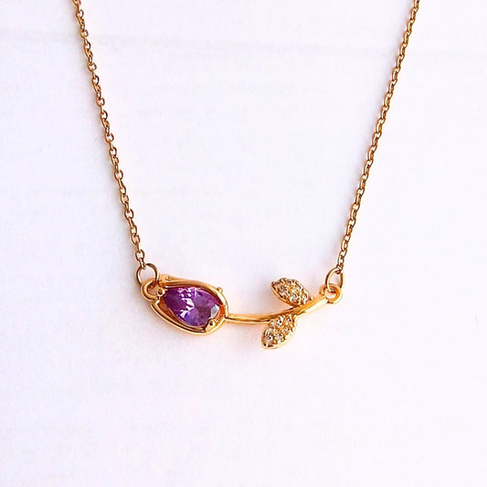 Collar Flor Tulipán Dorada pistilo purpura