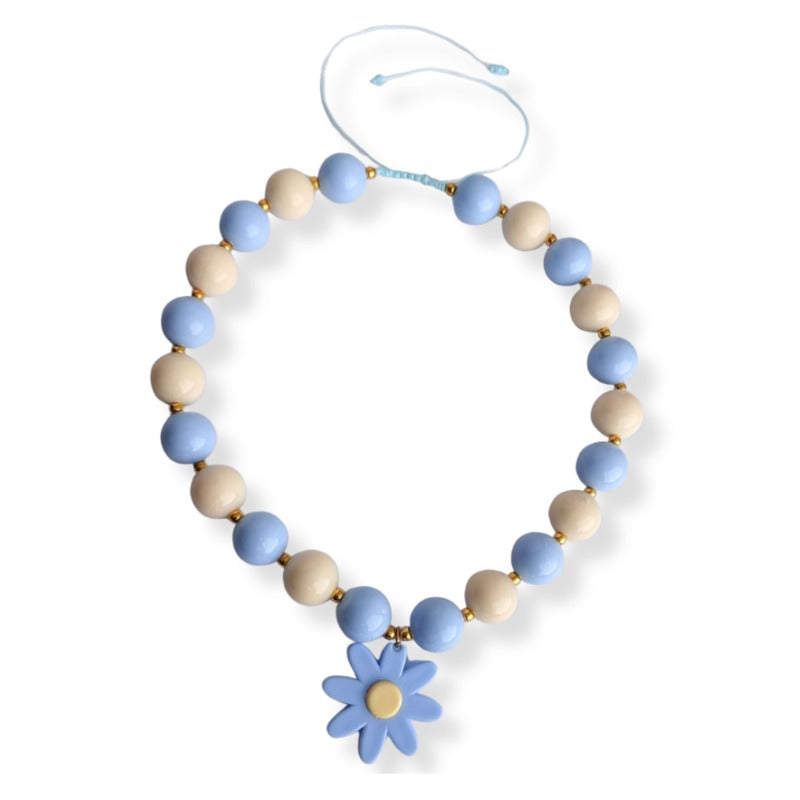 Collar Bubbles Azul Celeste y Marfil