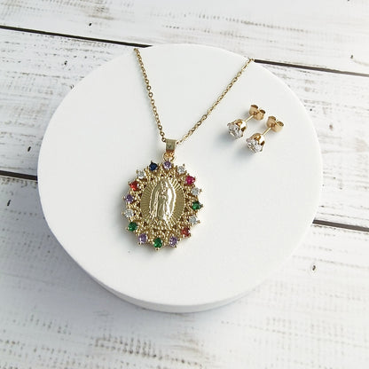 Cadena Virgen de Guadalupe Dorada con Circones & Topos