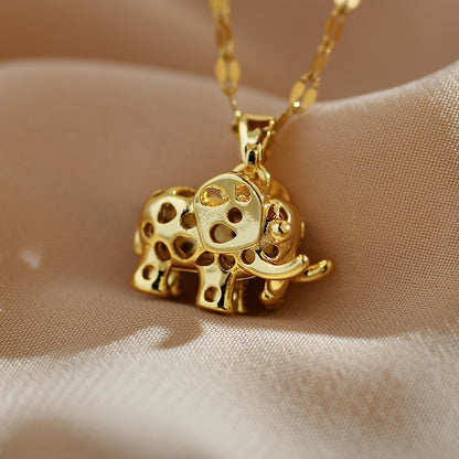 Collar Elefante Dorado con Circones + topos