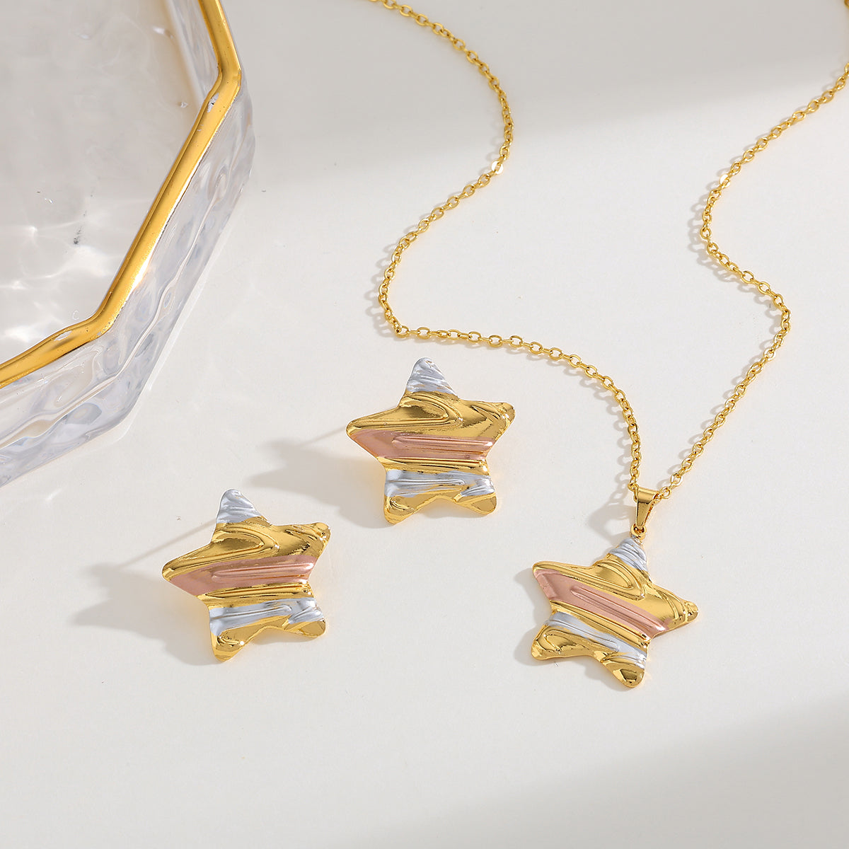 Set Estrella Tricolor en Acero Inoxidable.