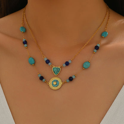 Collar Doble Turquesa.