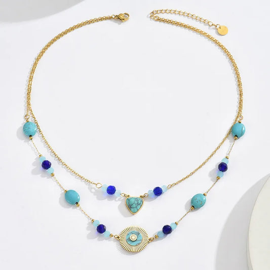 Collar Doble Turquesa.