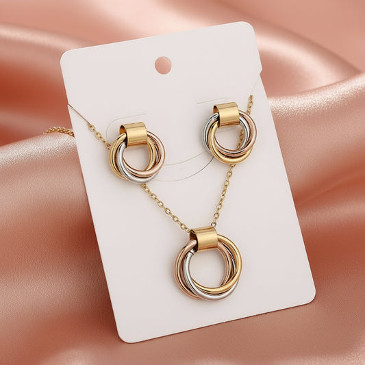 set collar + aretes tricolor