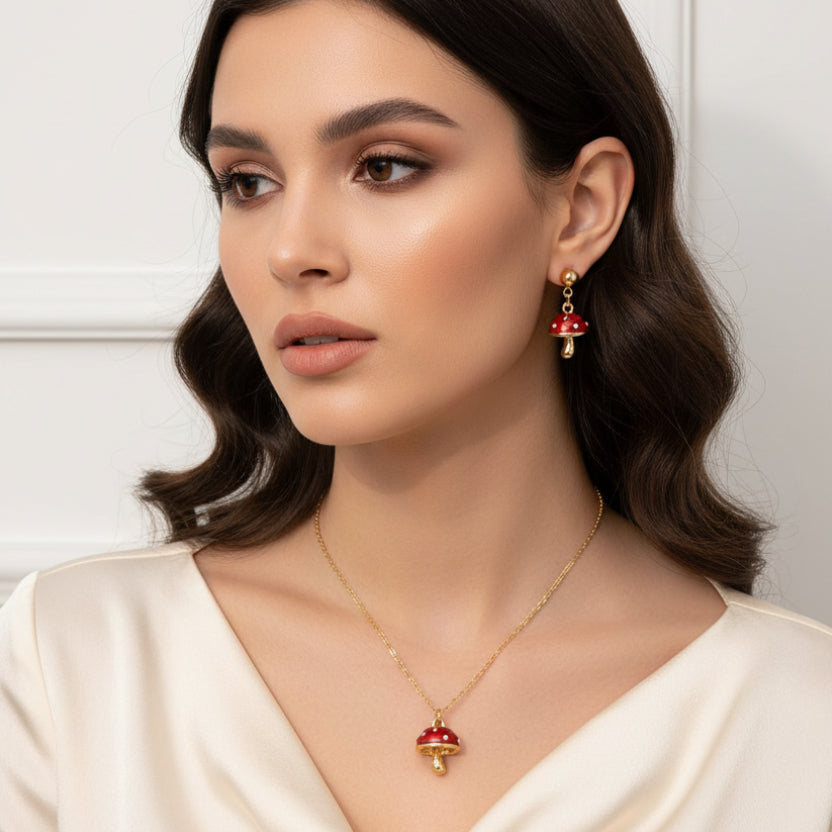 Set Cadena y Aretes Hongos